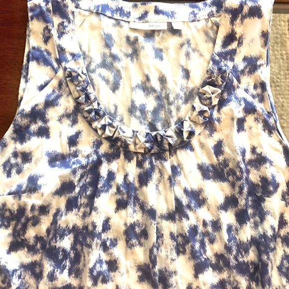 Halogen Silk White & Purple Silk Tanktop Blouse - Picture 6 of 11